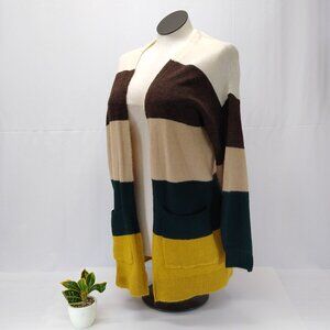 Staccato Cardigan Colorblock Balloon Sleeves Sweater Pocket Size M Acrylic Blend